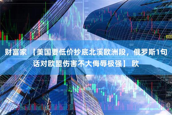财富家 【美国要低价抄底北溪欧洲段，俄罗斯1句话对欧盟伤害不大侮辱极强】 欧